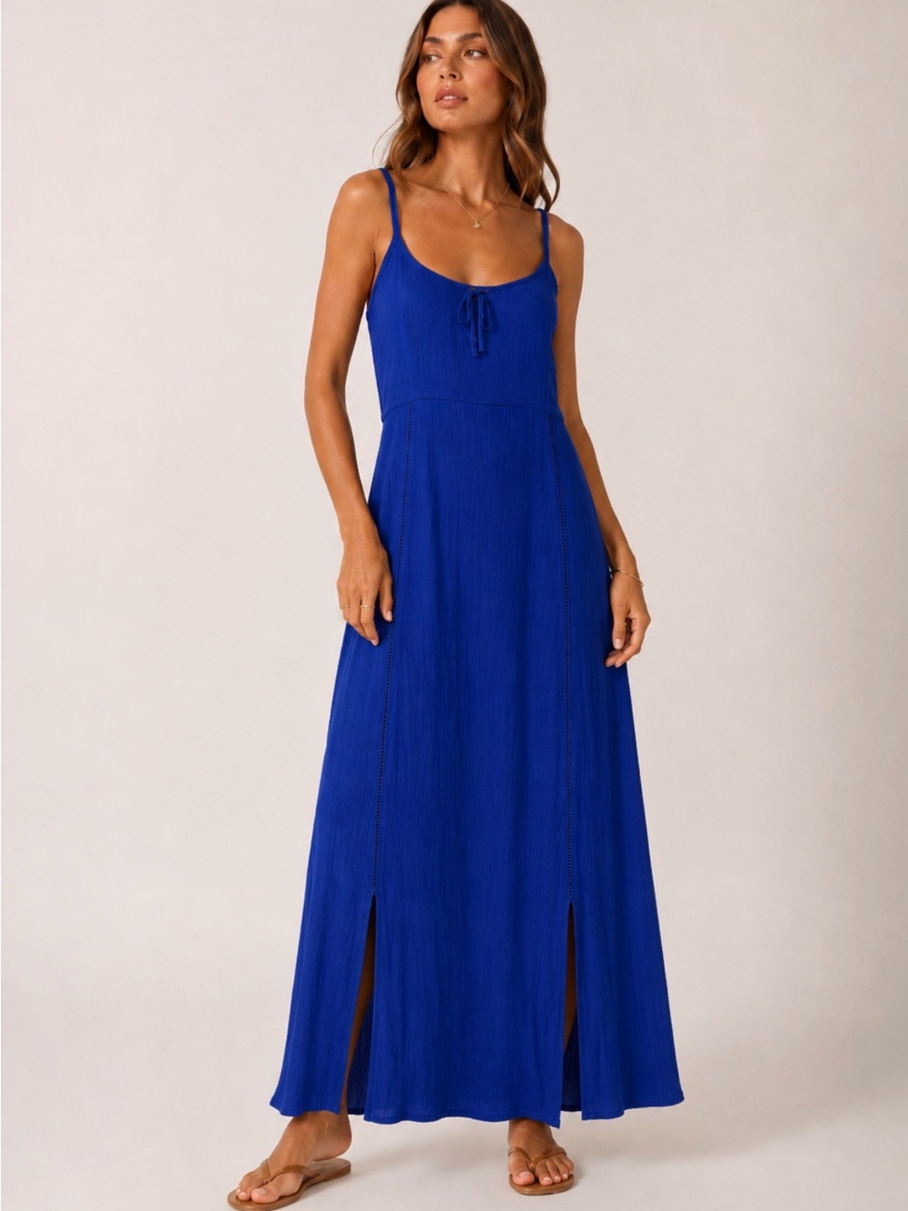 Cotton On Dress Blue Crinkle Gauze Maxi Dress Boho XS